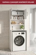 Ahşap Çamaşır Makinesi Üstü Dolabı 6009 - Görsel 5